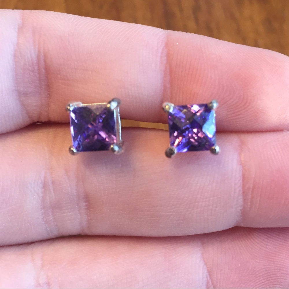 Purple gem earrings